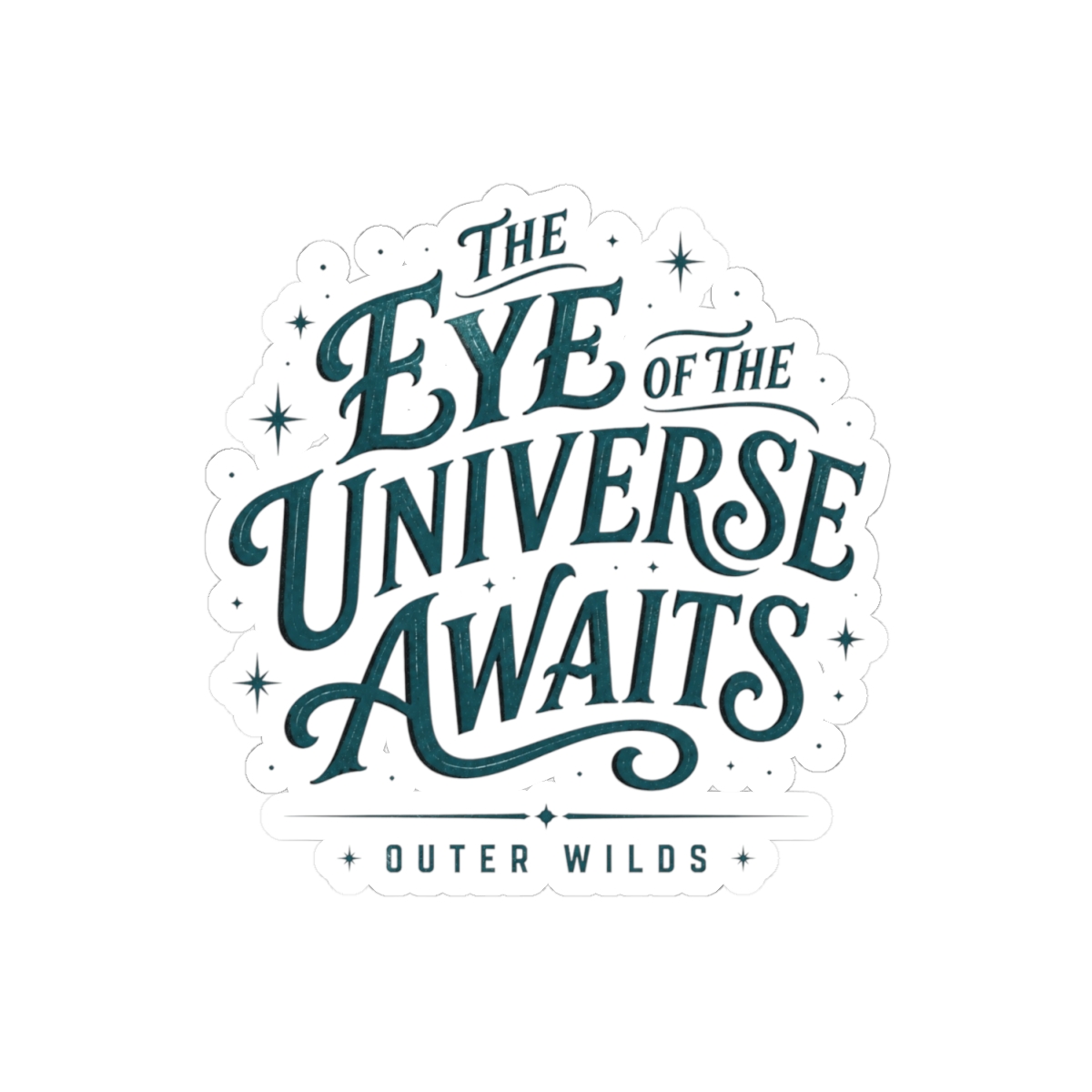 Outer Wilds "THE EYE OF THE UNIVERSE AWAITS" Sticker - alternate angle 2, merchandise